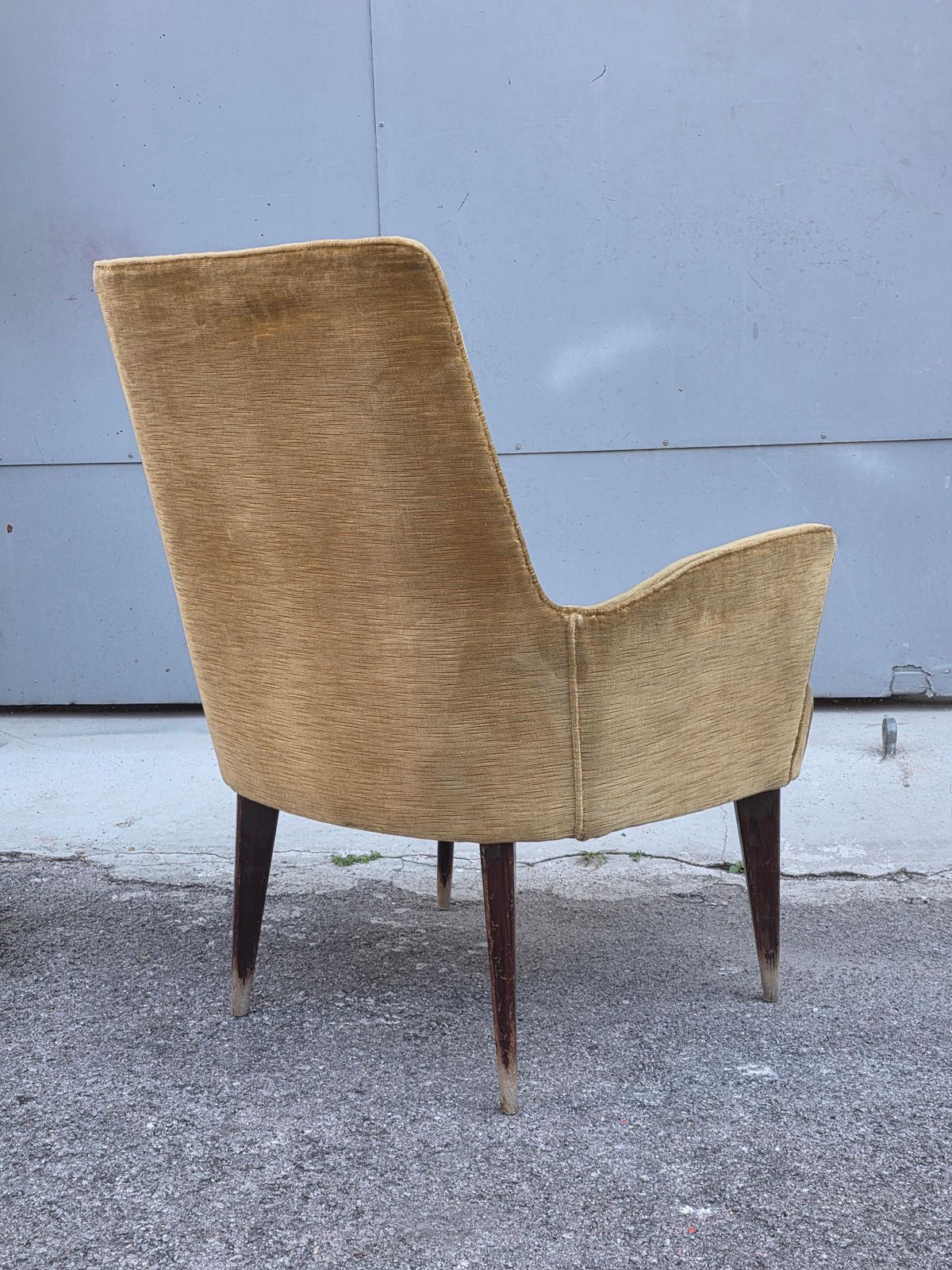 photo for sale Small Armchair From 1950s Italy Wooden Feet And Velvet Fabric Old
