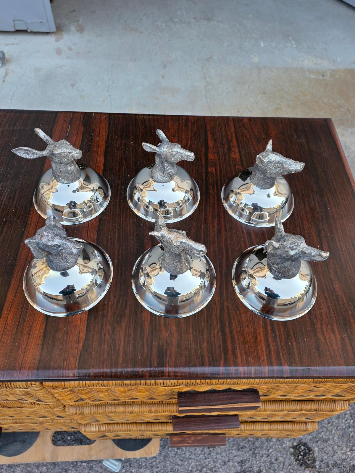 Set Of 6 Ice Cream Cups With Animals Mauro Manetti Florence 1970 Gucci Style photo furniture