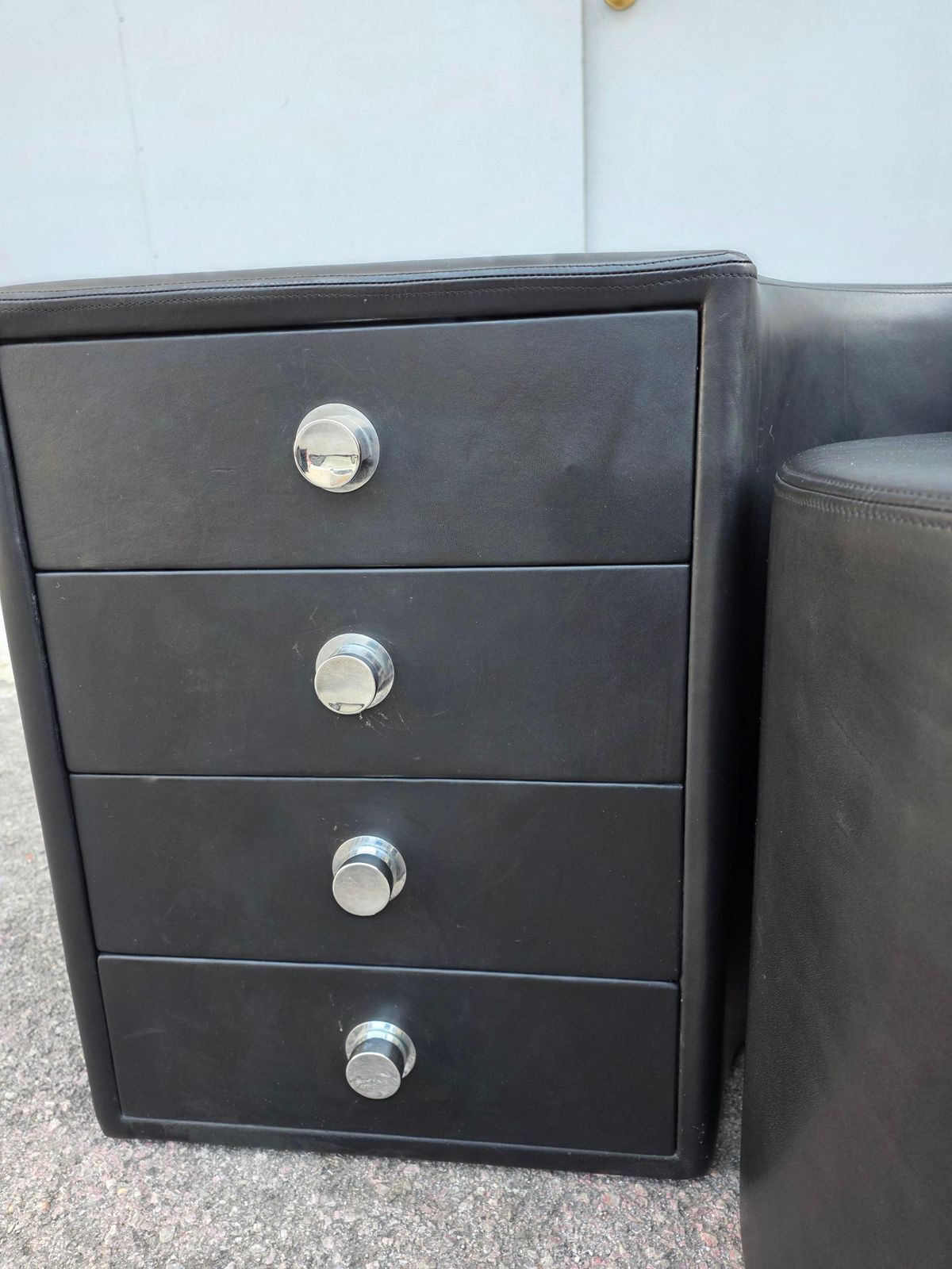 Chest Of Drawers With Stool Black Leather 1970 Guido Faleschini For I4 Mariani photo 15874.0
