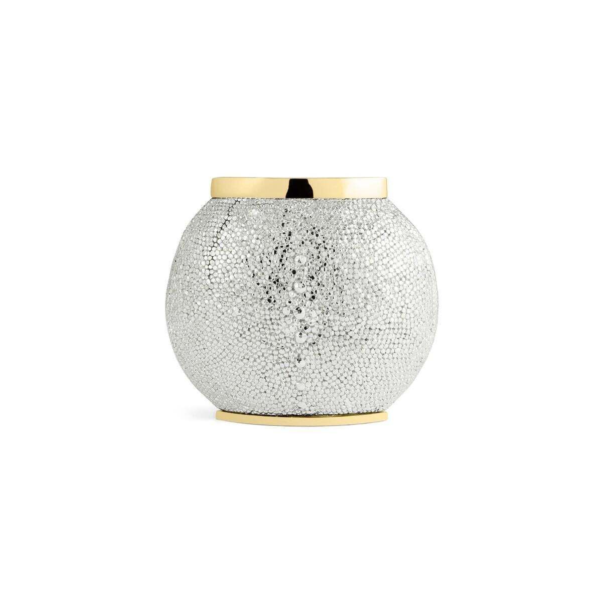 Pair Of Small Contemporary Silver Metal & Glass Shagreen Vase photo for sale