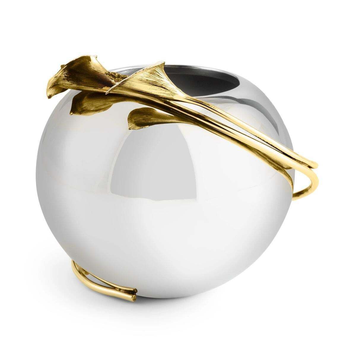 Small Contemporary Silver And Gold Metal Calla Lily Vase Bowl photo Home Decor
