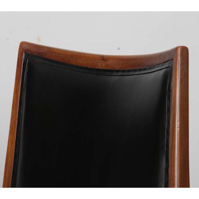 A Pair Of Vintage Wooden And Leather Armchairs From The 1950s photo furniture