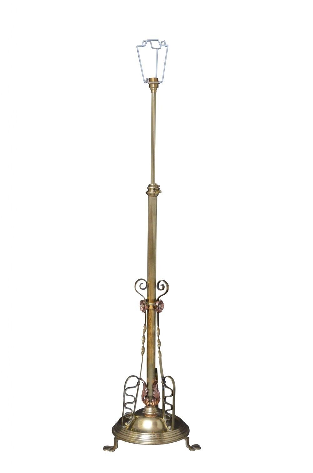 Art Nouveau Brass Floor Standard Lamp Height Adjustable photo Lighting