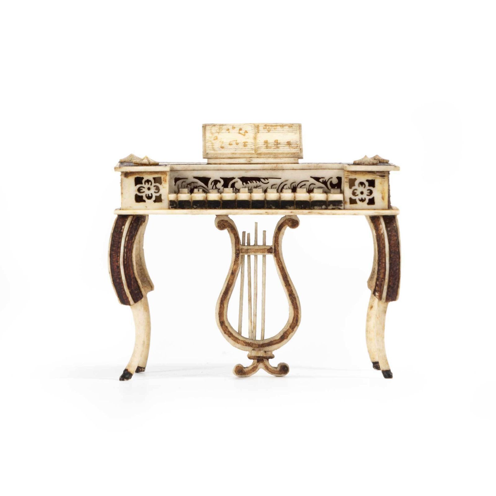 Antique Prisoner Of War Carving – Miniature Piano With Sheet Music photo Home Decor