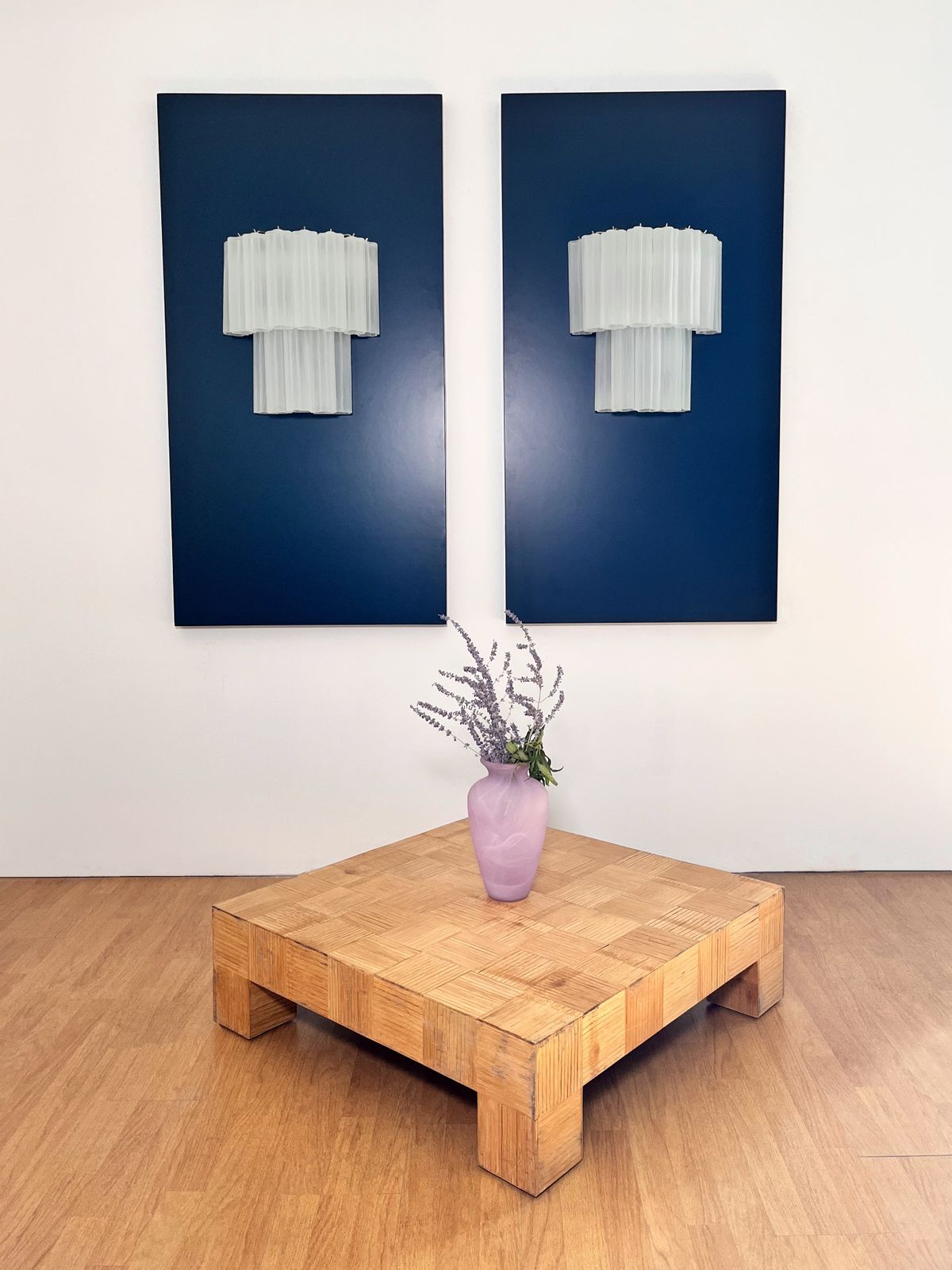 Fantastic Pair Of Murano Glass Tube Wall Sconces   13 Etched Glass Tube photo for sale