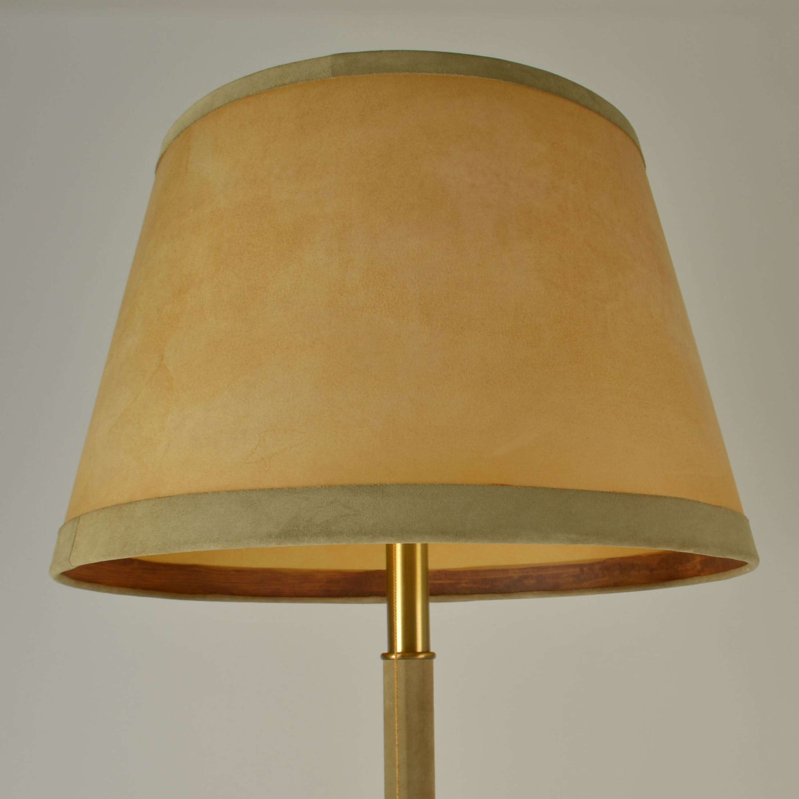 photo for sale Leather And Parchment Floor Lamp 1960's European