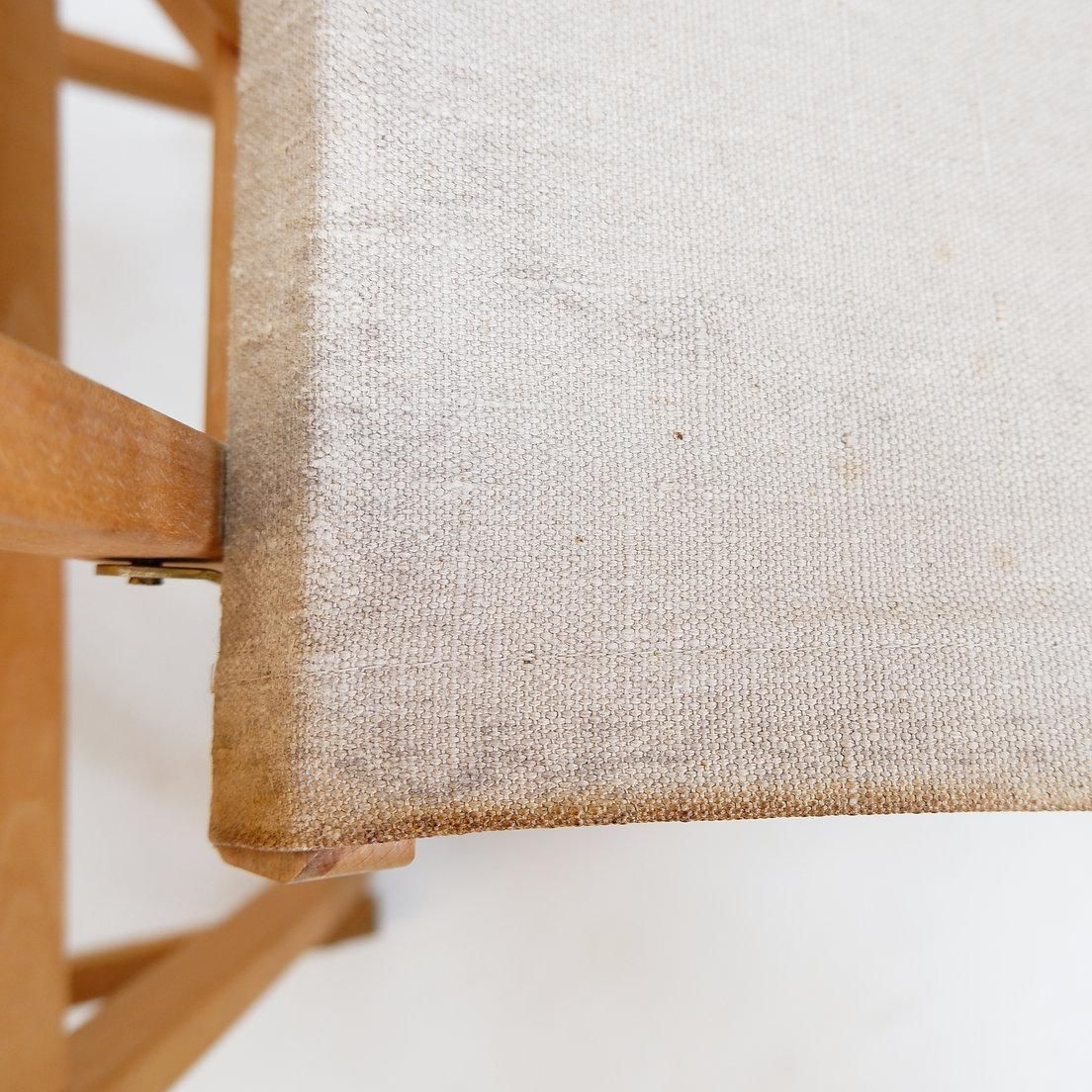 Set Of Four Mid Century Modern Folding Chairs In Oak & Canvas photo buy