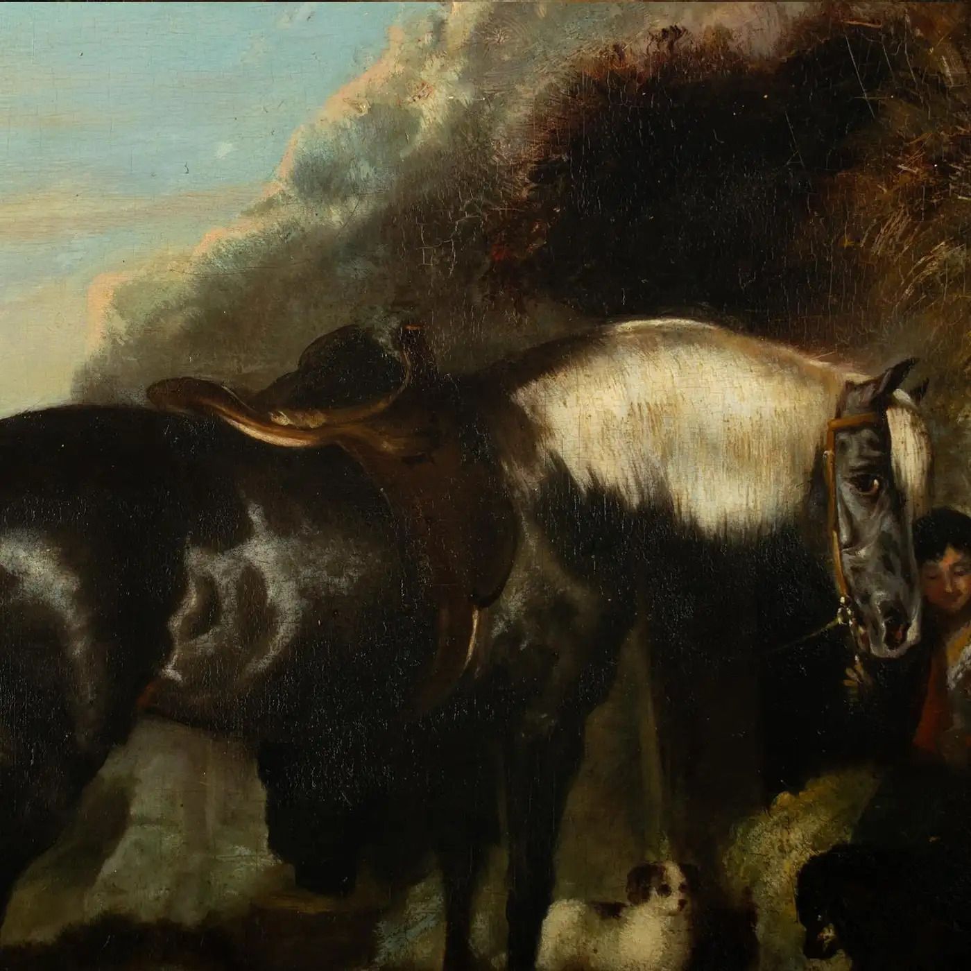 John Frederick II Herring (1815-1907) - Young Boy With A Pony And His Dogs photo for sale