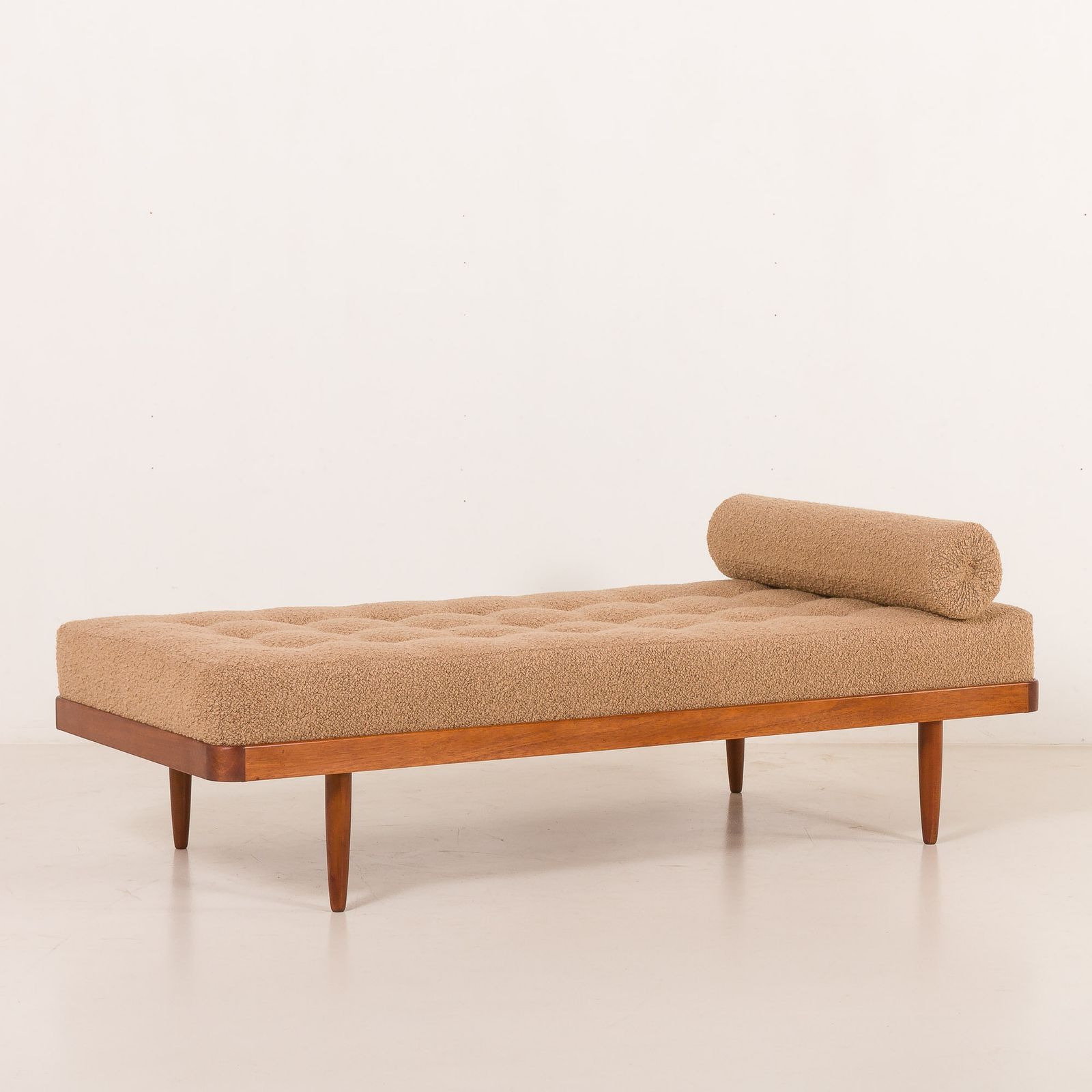 Scandinavian Mid Century Daybed In Natural Boucle Fabric, Denmark 1960s photo furniture