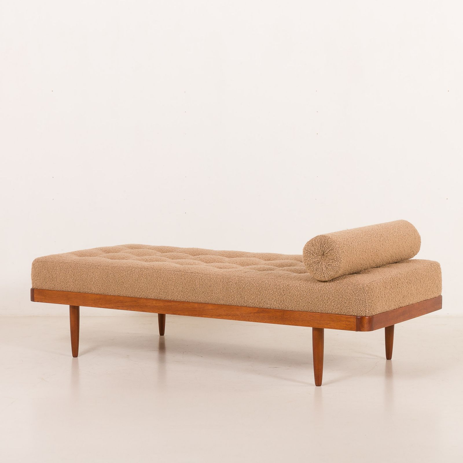 Scandinavian Mid Century Daybed In Natural Boucle Fabric, Denmark 1960s photo for sale