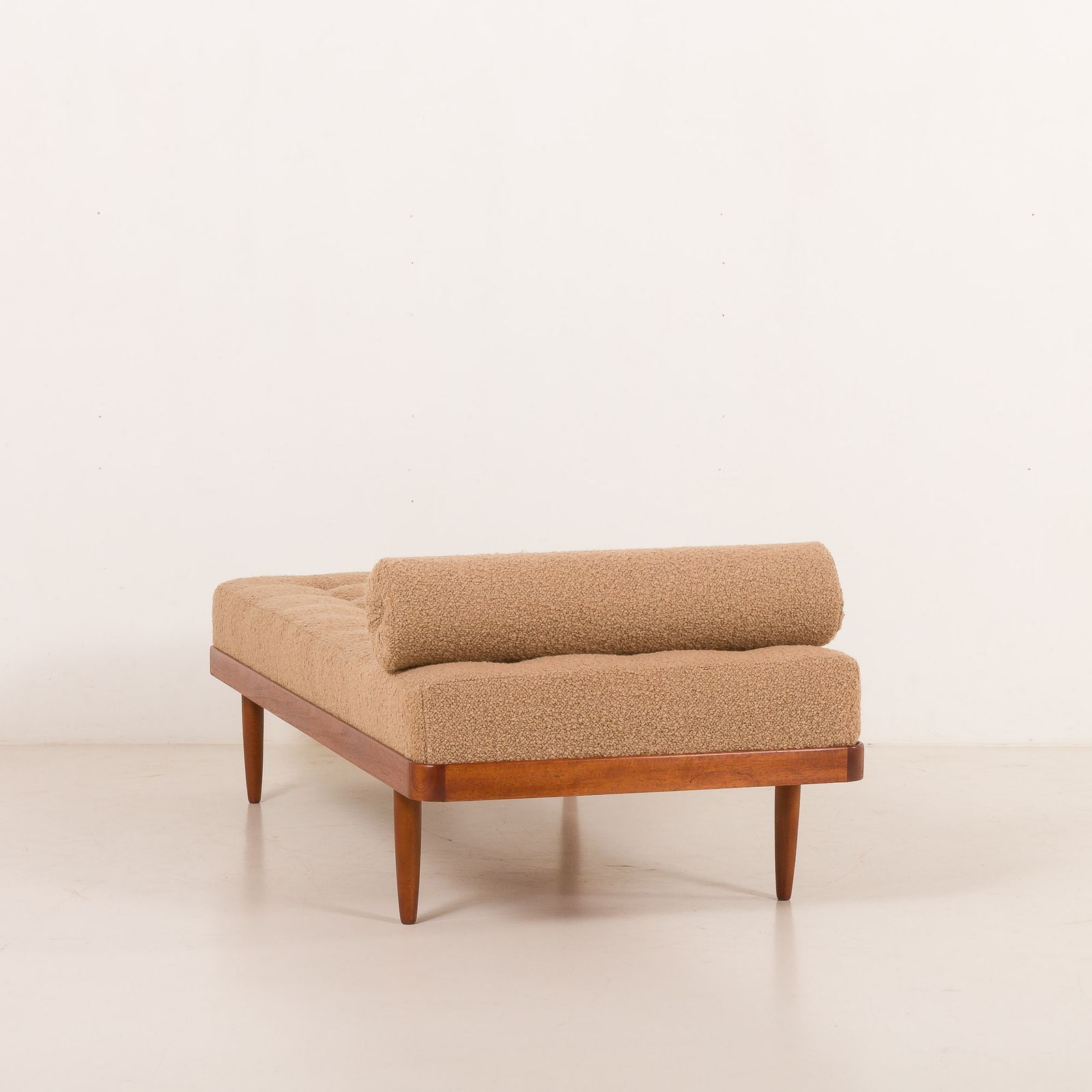 Scandinavian Mid Century Daybed In Natural Boucle Fabric, Denmark 1960s photo Furniture