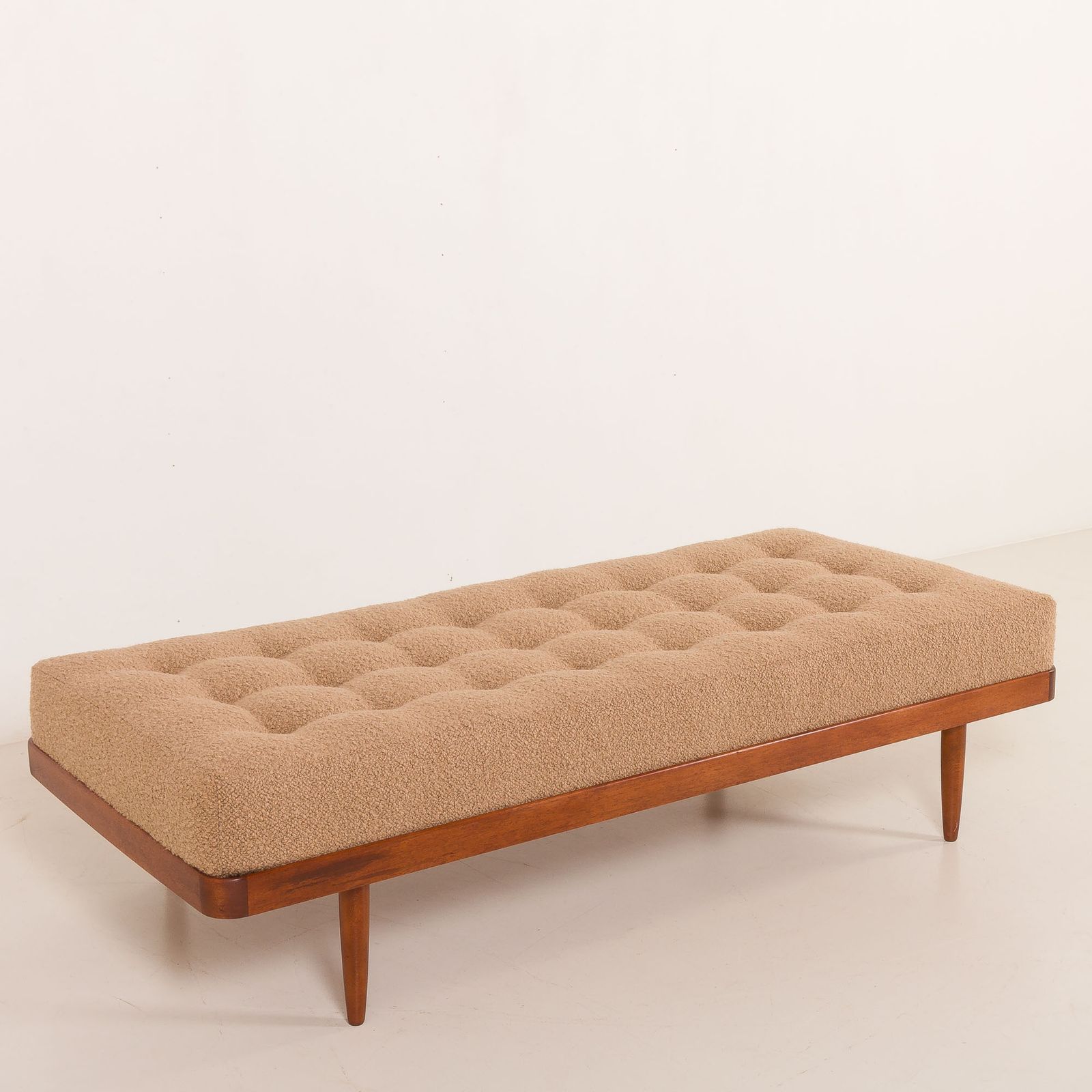 Scandinavian Mid Century Daybed In Natural Boucle Fabric, Denmark 1960s photo vintage