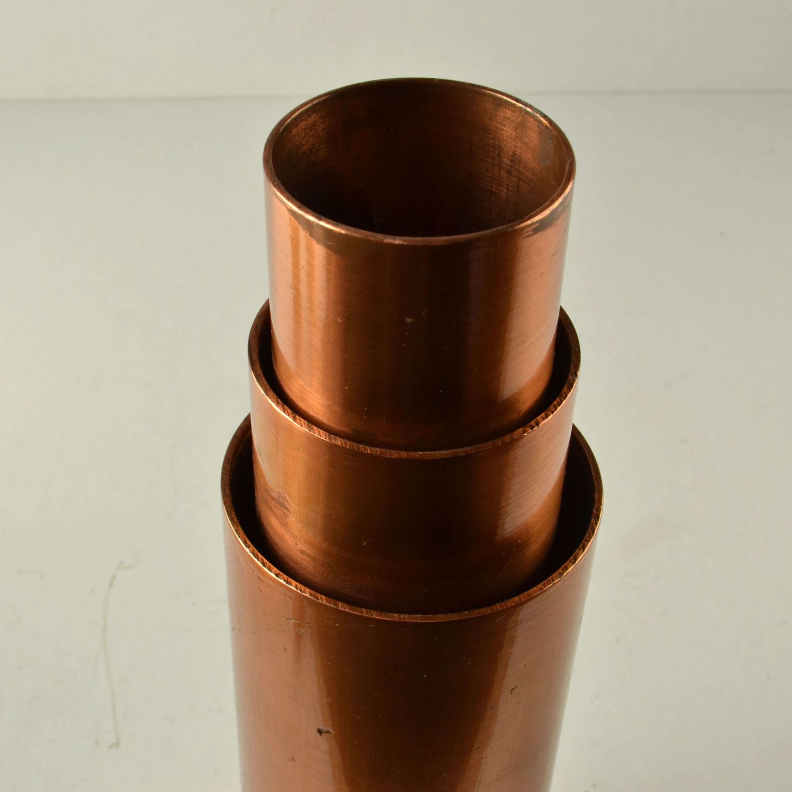 photo furniture Set Of Sculptural Cylinder Brass Vases, Germany 1970's