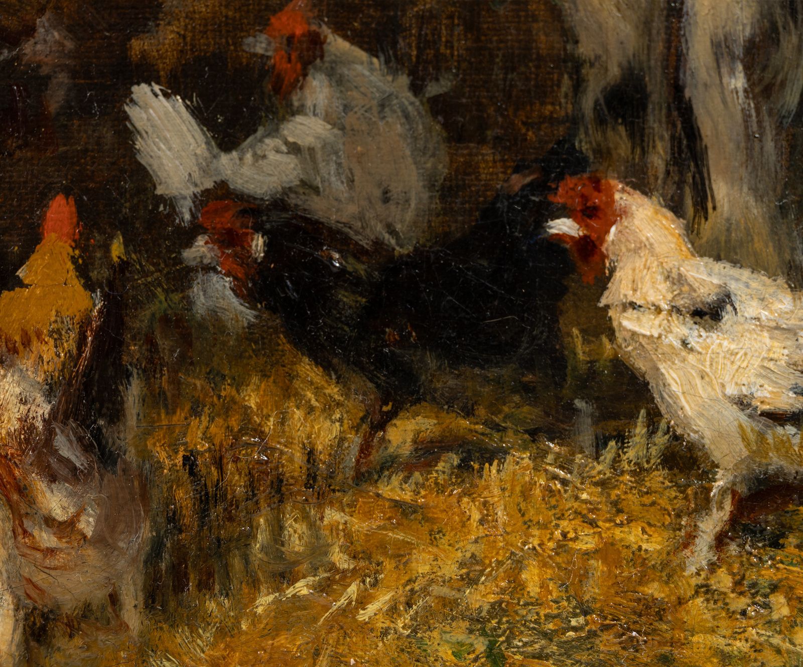 Alexandre Defaux (French, 1826–1900): “Poney à L’étable Avec Des Poules” Oil On Canvas photo vinterior