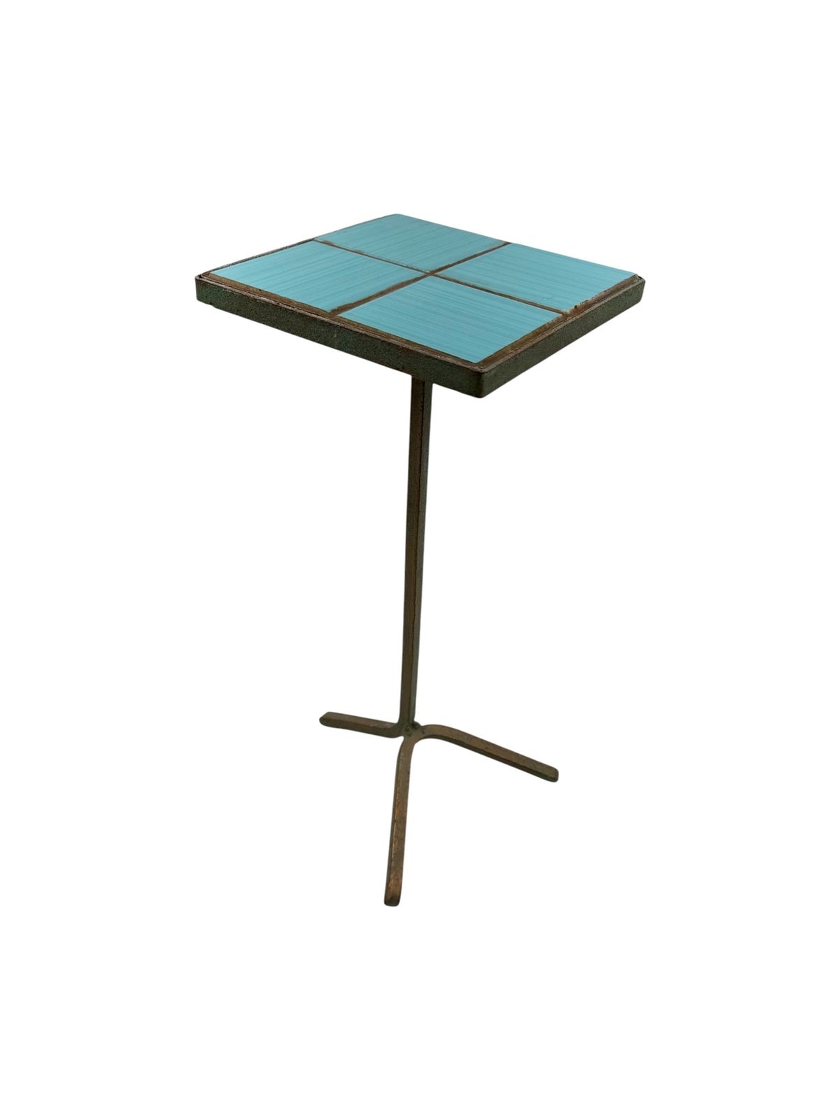 Modern Azure Iron And Tiles Side Table, France 1960s photo Furniture
