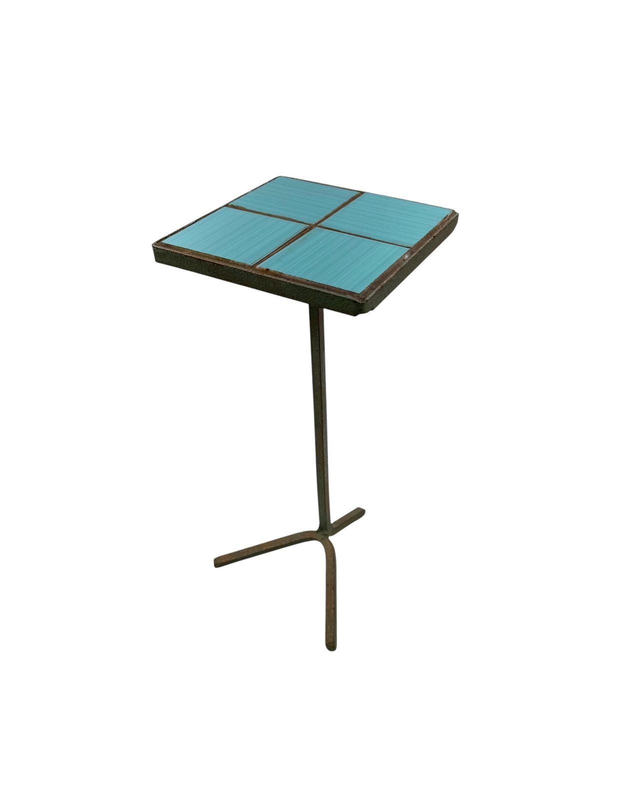 Modern Azure Iron And Tiles Side Table, France 1960s photo vinterior