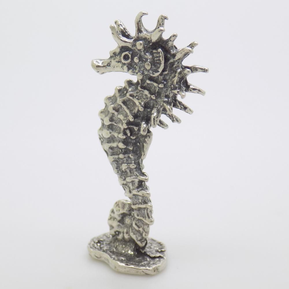 Vintage Italian Handmade Silver Seahorse Miniature, 1970s photo Art