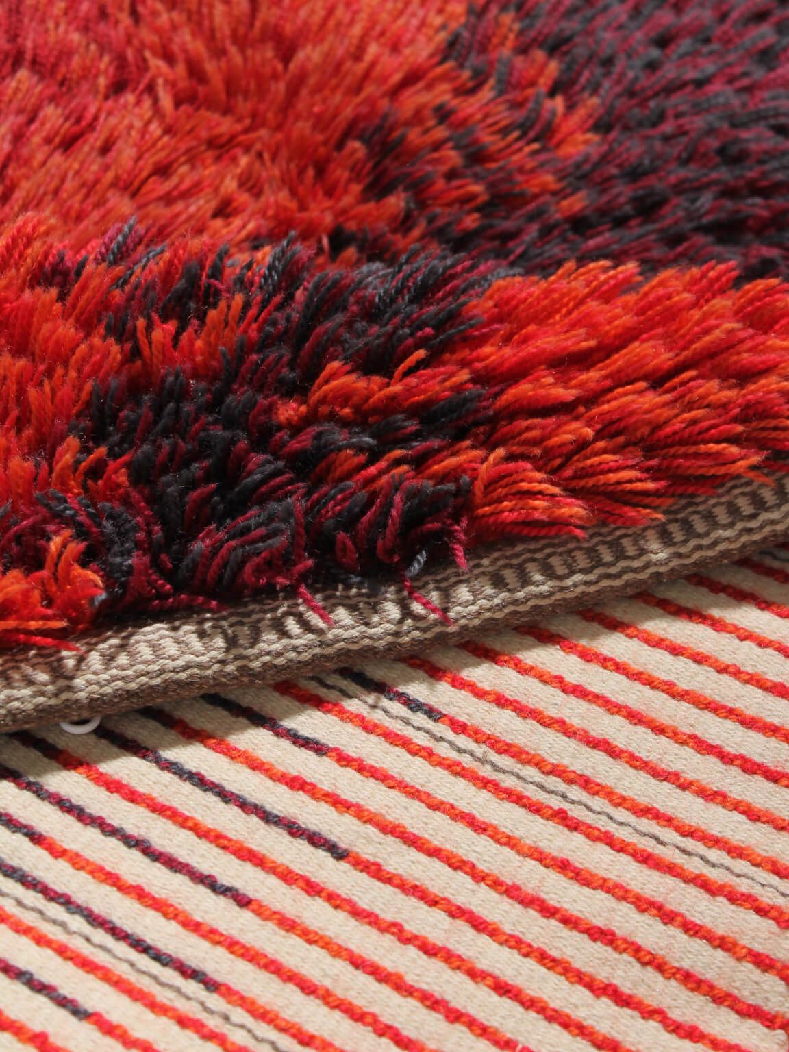 Swedish Abstract Knotted Pile Wall Wool Rug, 78x130cm photo Textiles