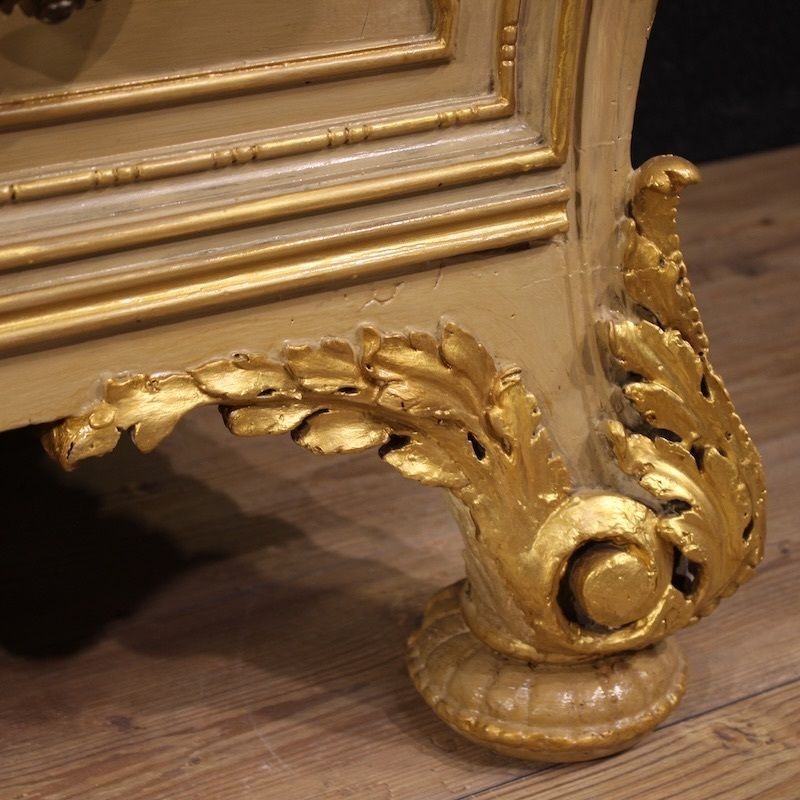 Commode italienne laquée et dorée du XXe siècle photo vintage