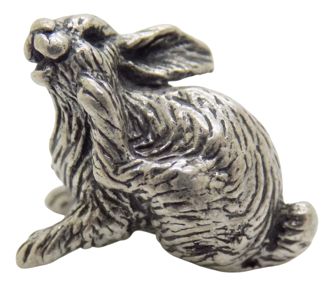 Vintage Italian Handmade Genuine Silver Rabbit Figurine, 1980s