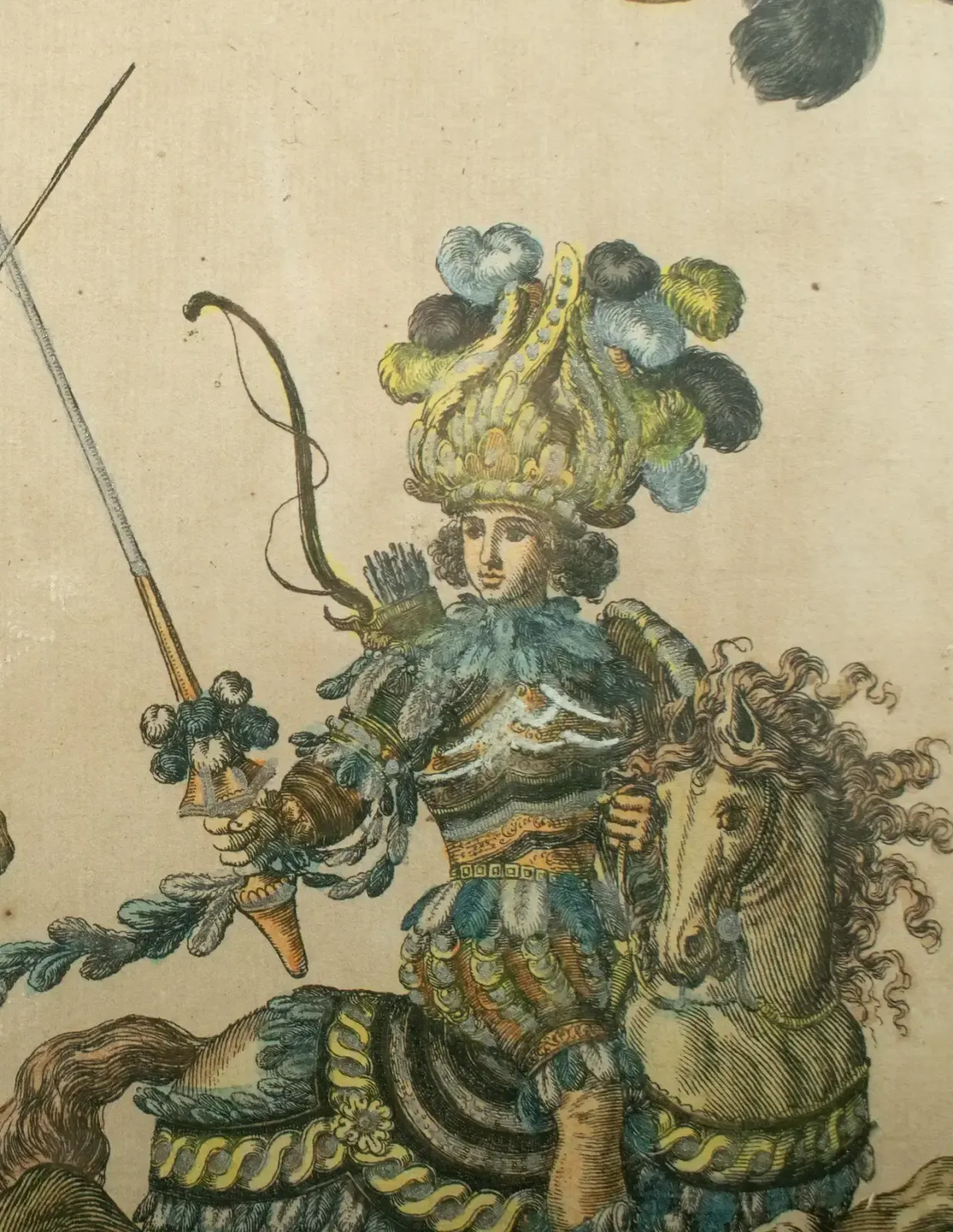 “Armiger Et Ephebus Indi” — Hand Coloured Engraving – Grand Carrousel 1662 photo for sale