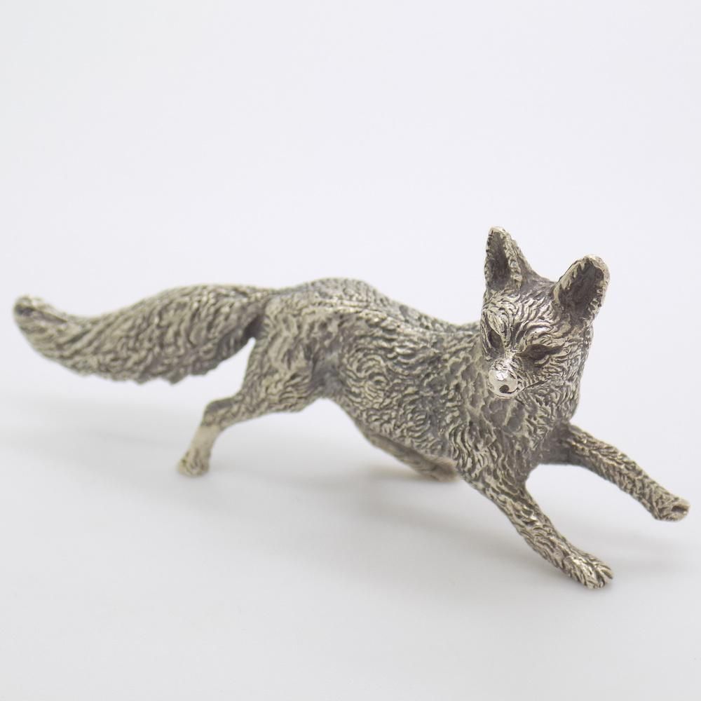 Vintage Italian Handmade Genuine Silver Hunting Fox Figurine, 1960s photo for sale