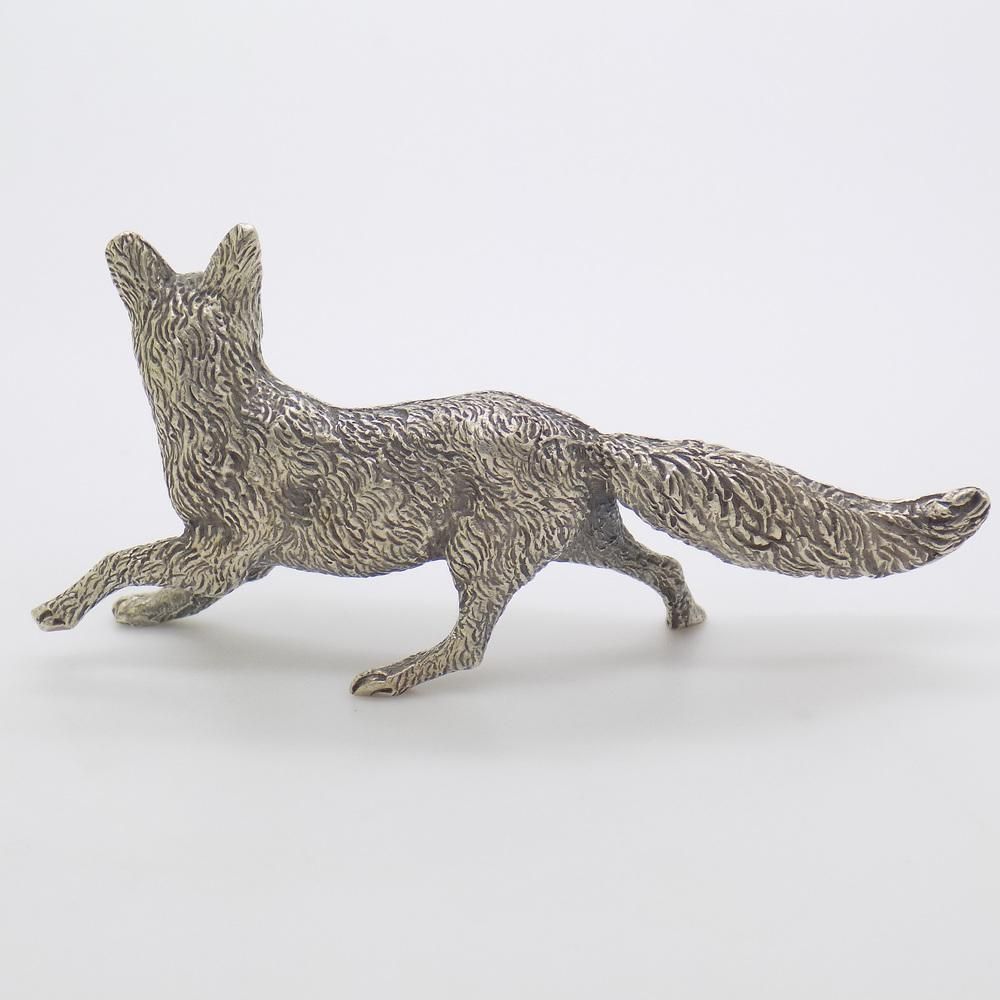 Vintage Italian Handmade Genuine Silver Hunting Fox Figurine, 1960s photo 350.0