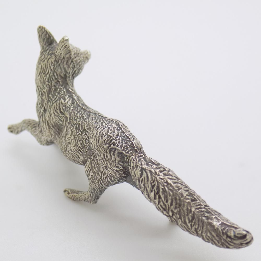 Vintage Italian Handmade Genuine Silver Hunting Fox Figurine, 1960s photo vinterior