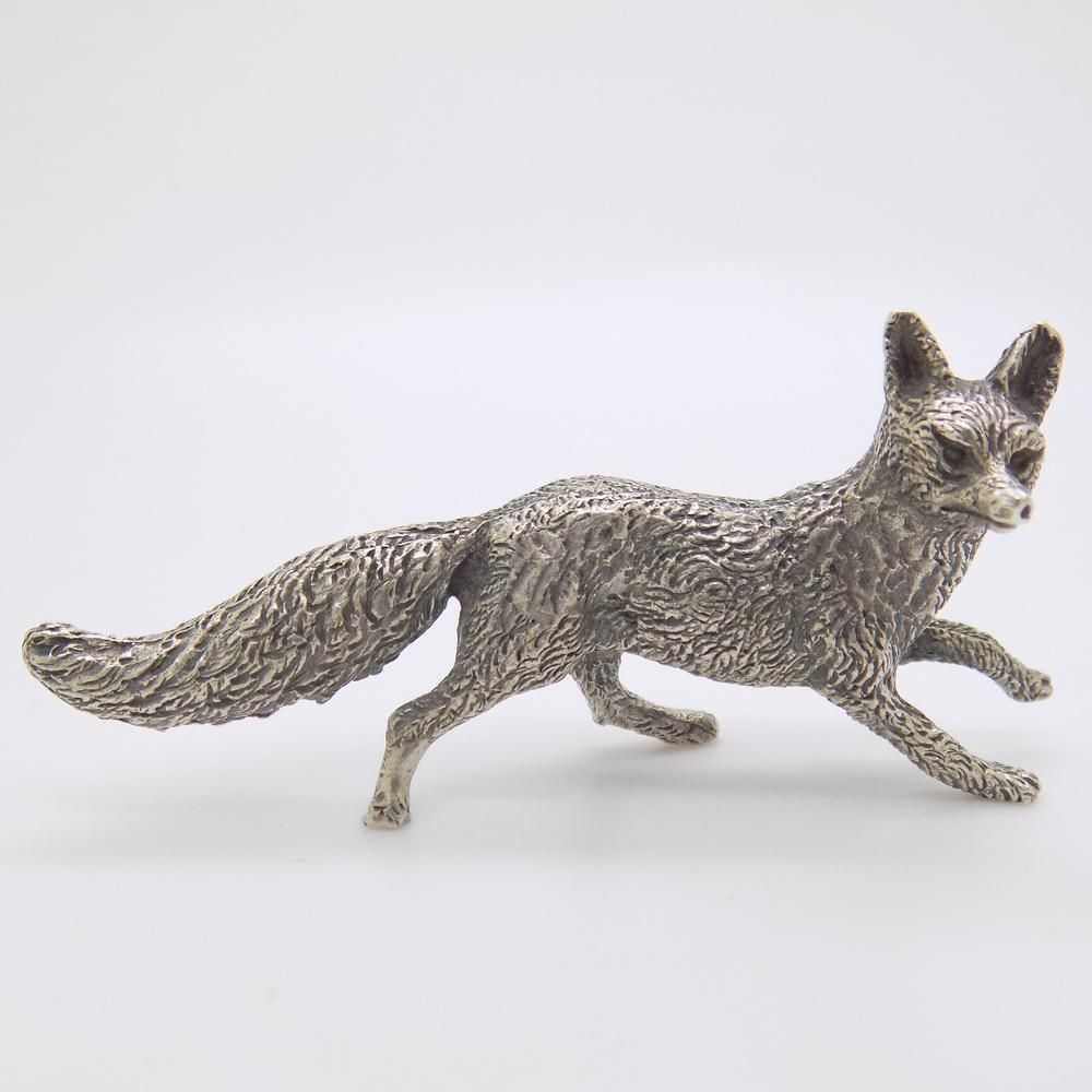 photo vinterior Vintage Italian Handmade Genuine Silver Hunting Fox Figurine, 1960s