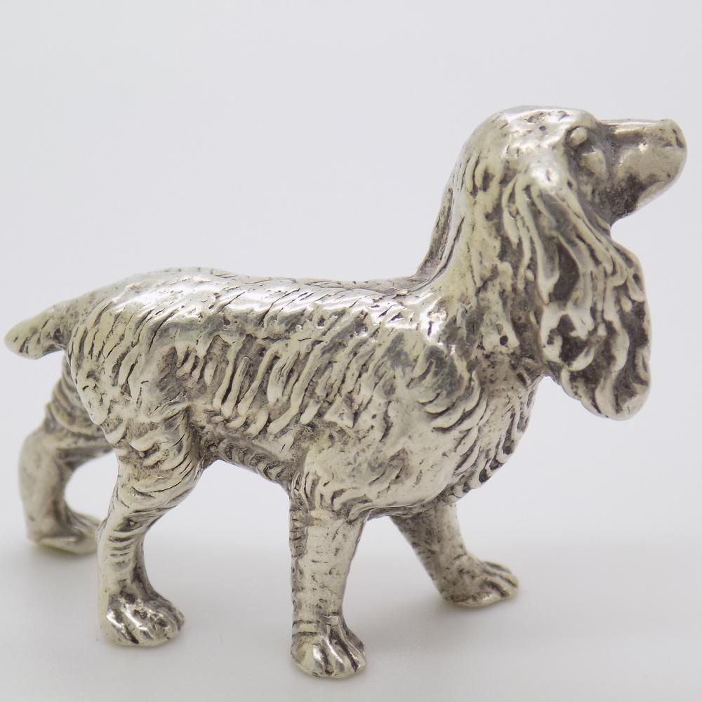 Vintage Italian Handmade Genuine Silver Cocker Spaniel Dog Figurine, 1960s photo vinterior