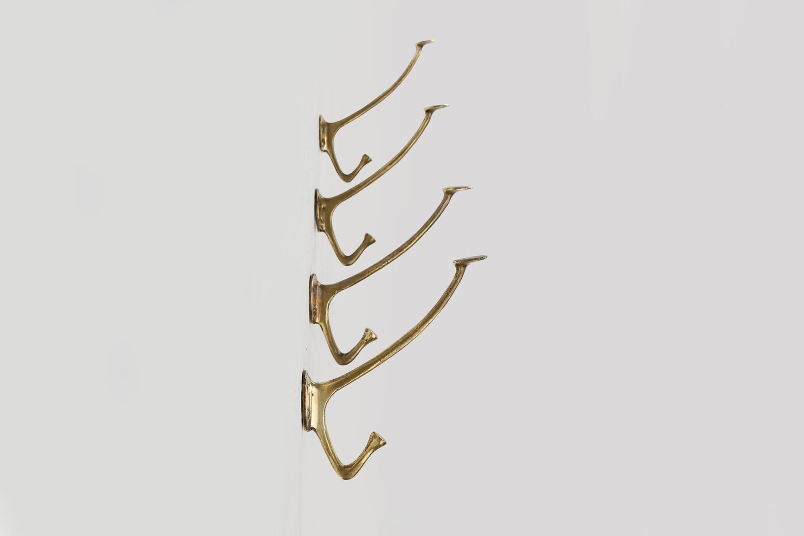 Art Nouveau Brass Wall Hooks From Adolf Loos, Vienna, Austria, 1910s, Set Of 4 photo 2597.0