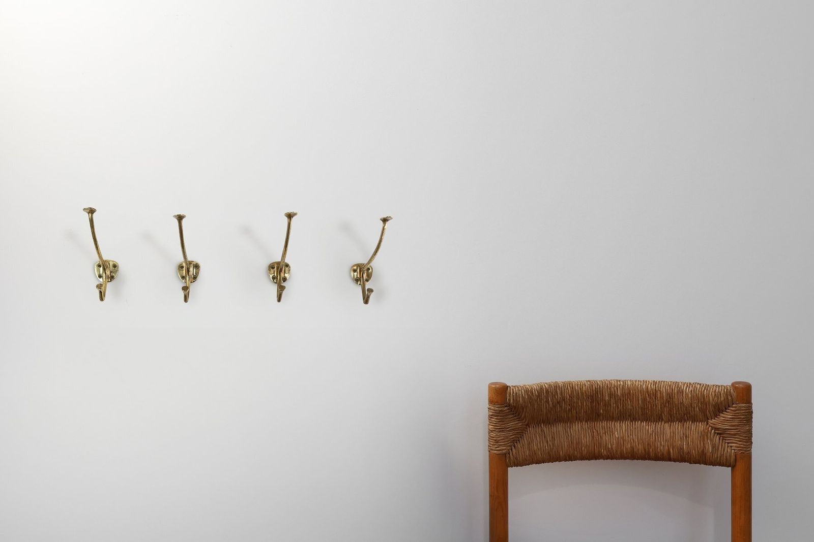 Art Nouveau Brass Wall Hooks From Adolf Loos, Vienna, Austria, 1910s, Set Of 4 photo vinterior