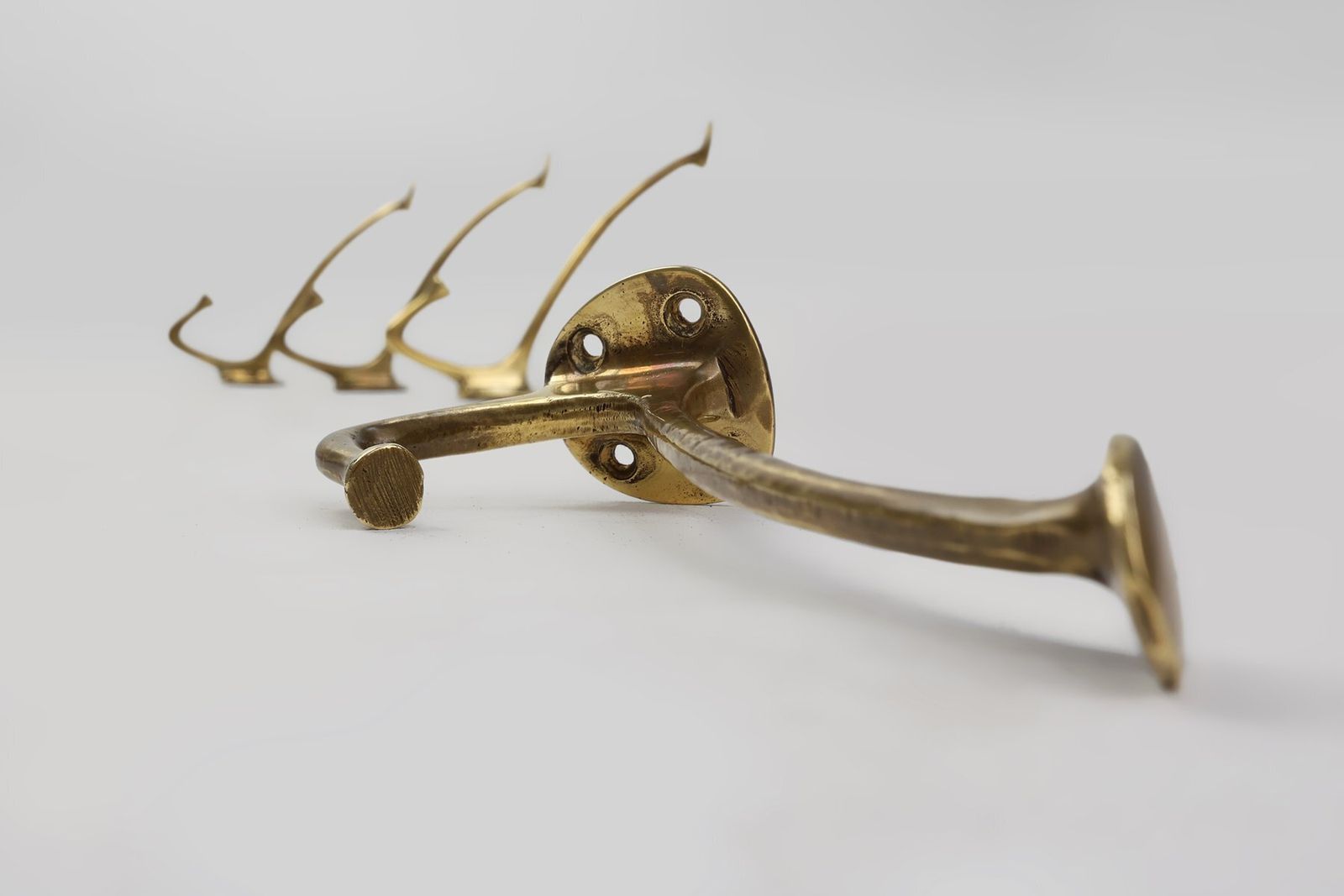 Art Nouveau Brass Wall Hooks From Adolf Loos, Vienna, Austria, 1910s, Set Of 4 photo vintage