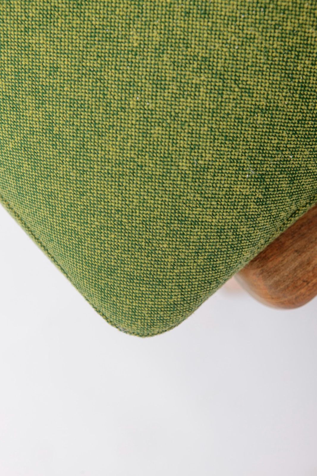 Vintage Armchair 1950s Germany, Beech Wood Chair, Restored & Reupholstered, Light Green Seat, Mid Century Modern photo for sale
