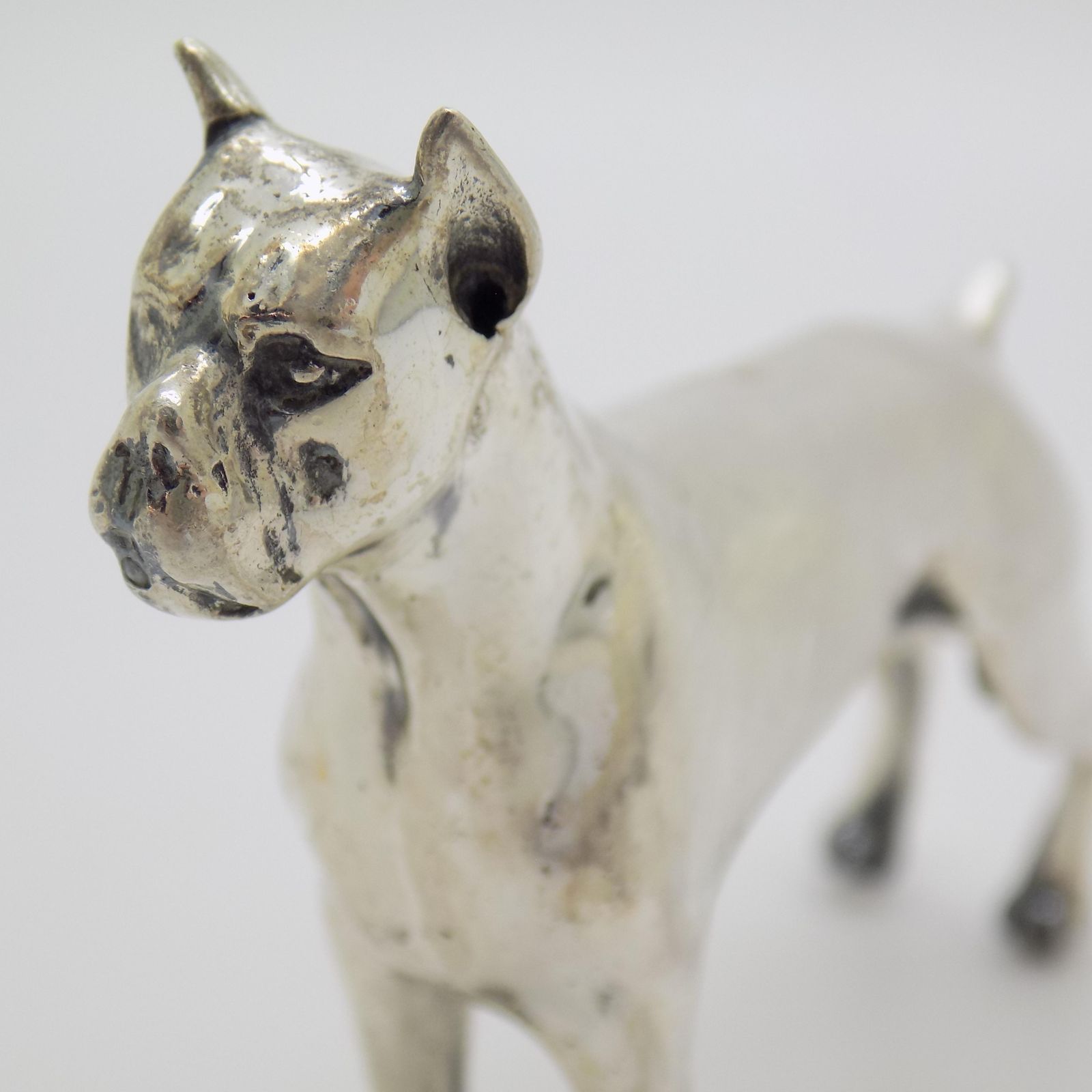 Large Vintage Italian Handmade Sterling Silver Boxer Dog, Tuscany, Italy, 1970s photo for sale