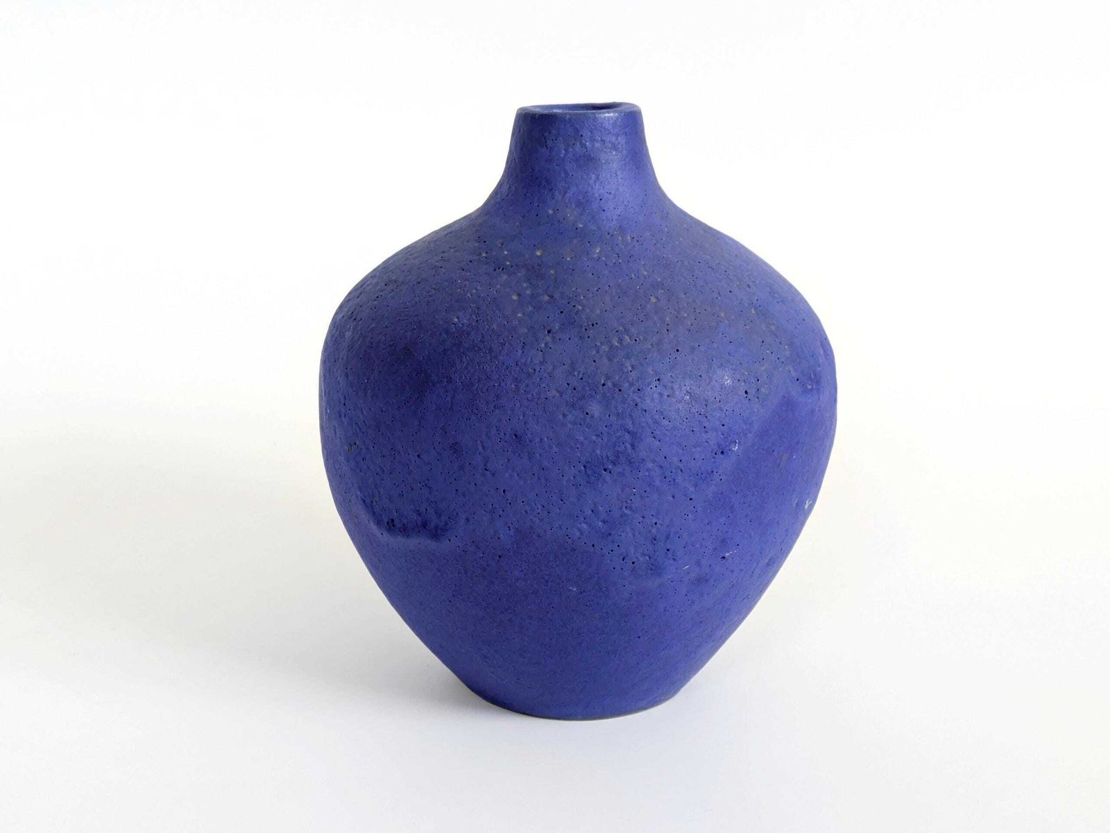 photo vintage Midcentury Heyne Keramik Vase, Klein Blue Fat Lava Ceramic, West Germany 1960s, Signed