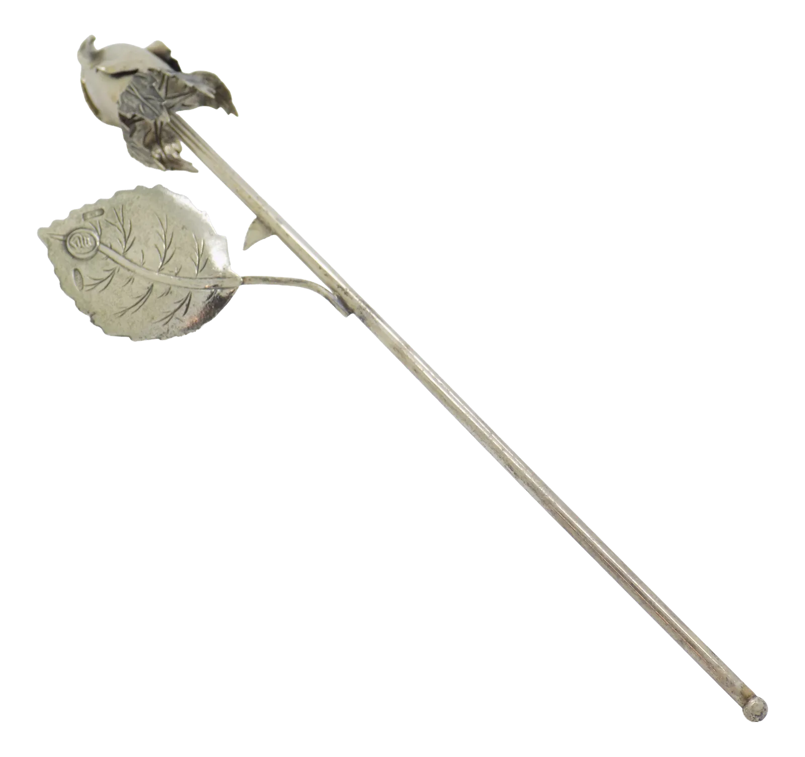 Vintage Italian Handmade Genuine Sterling Silver Long Stem Rosebud Figurine, 1980s