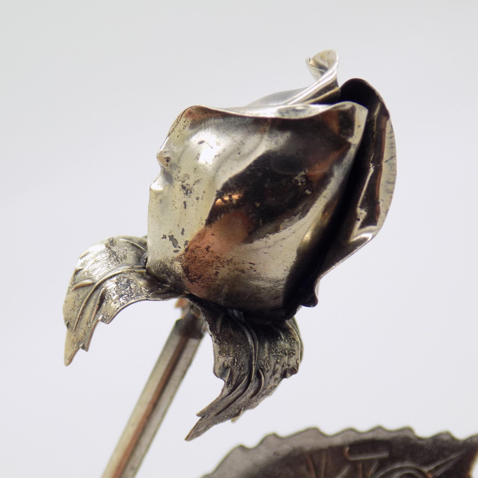 photo furniture Vintage Italian Handmade Genuine Sterling Silver Long Stem Rosebud Figurine, 1980s