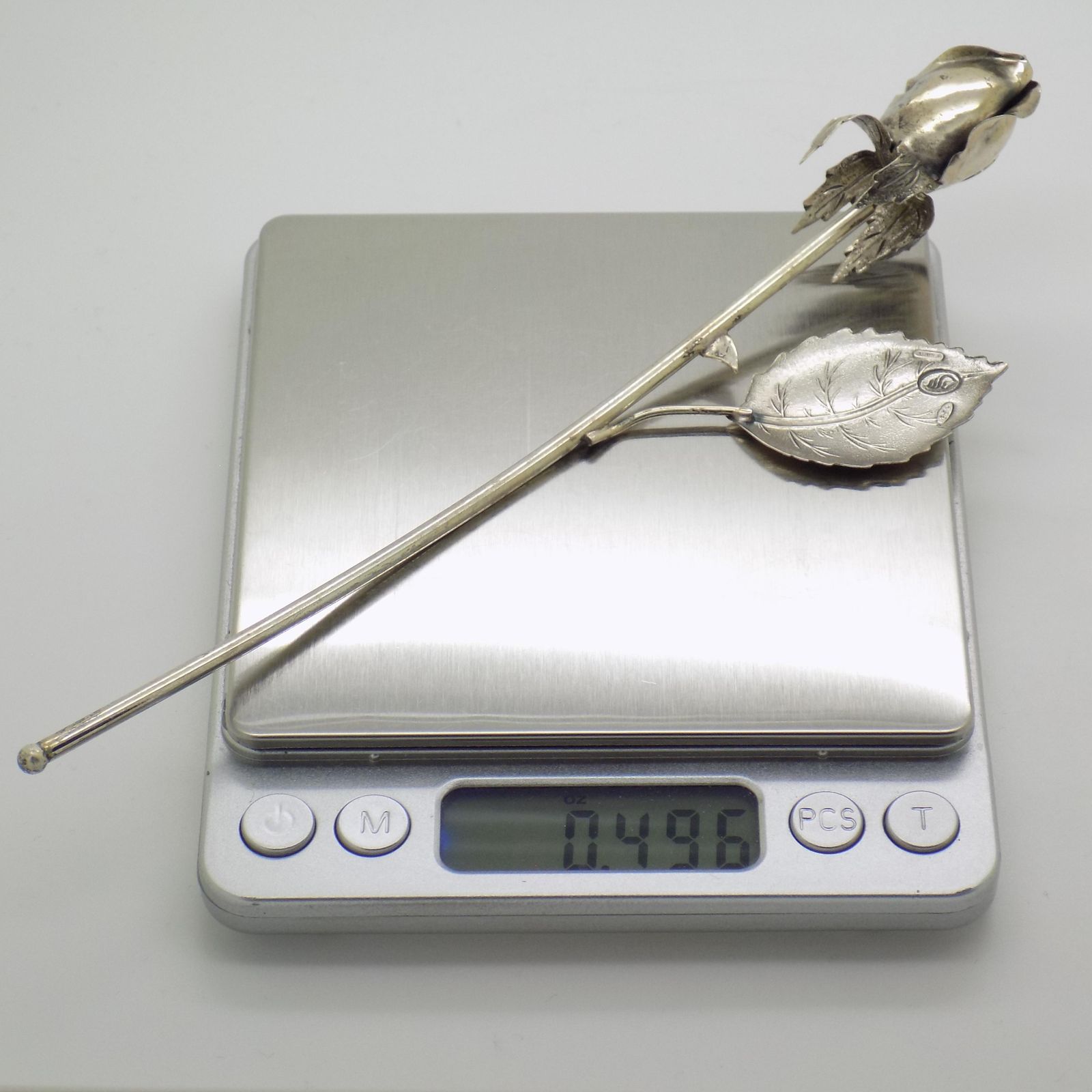 photo buy Vintage Italian Handmade Genuine Sterling Silver Long Stem Rosebud Figurine, 1980s