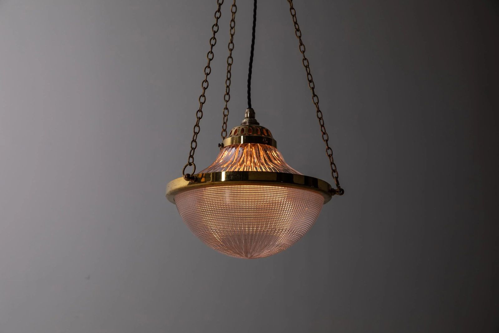 10" Antique Holophane 'Blondel Stiletto' Glass Pendant Light photo vintage