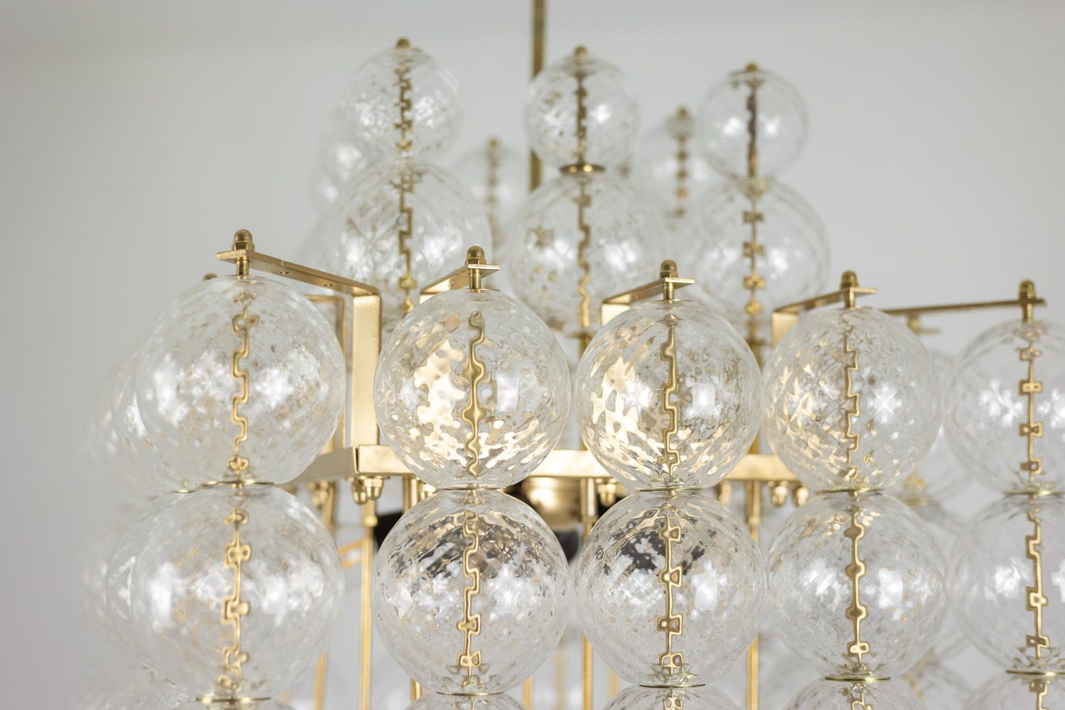 Kamenicky Senov. Chandelier Made Of Blown Glass And Gilded Brass. 1970s. photo vinterior