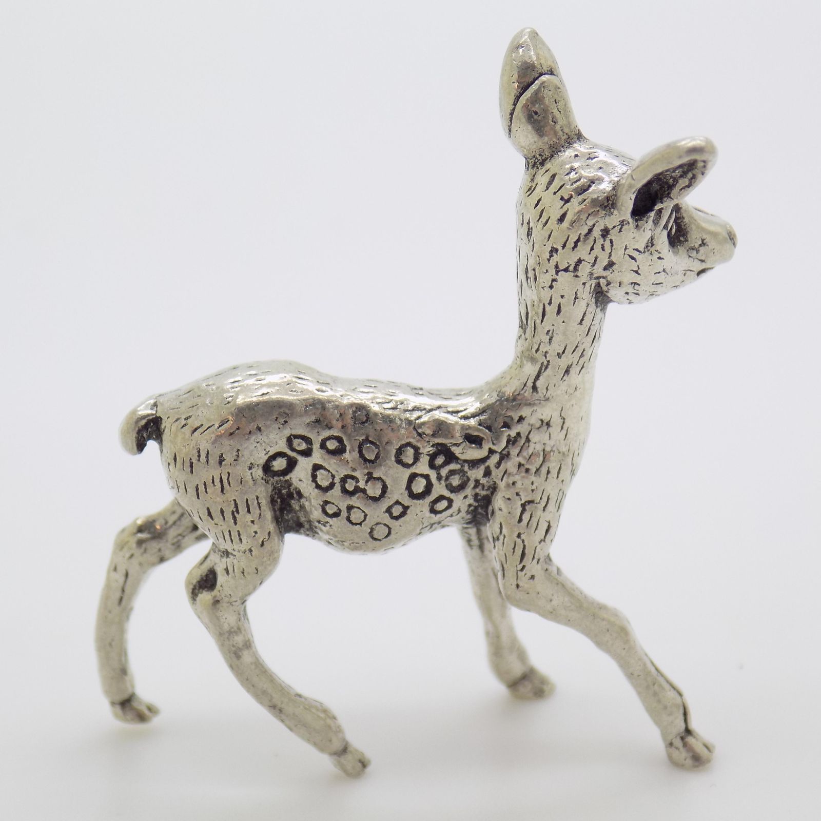 Vintage Italian Handmade Genuine Silver Fawn Deer Figurine, 1970s photo Art