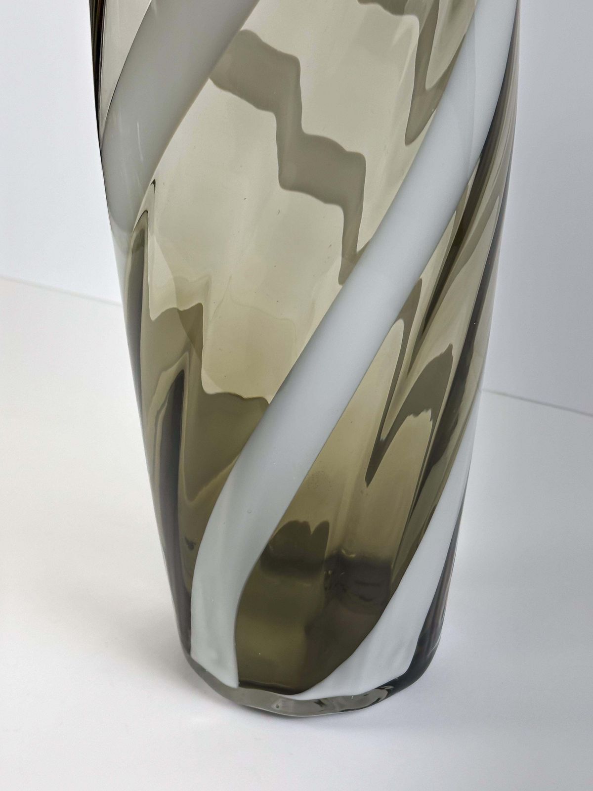 Tall Glass Floor Vase, Striped Design, Mid Century Italian 1960s photo buy