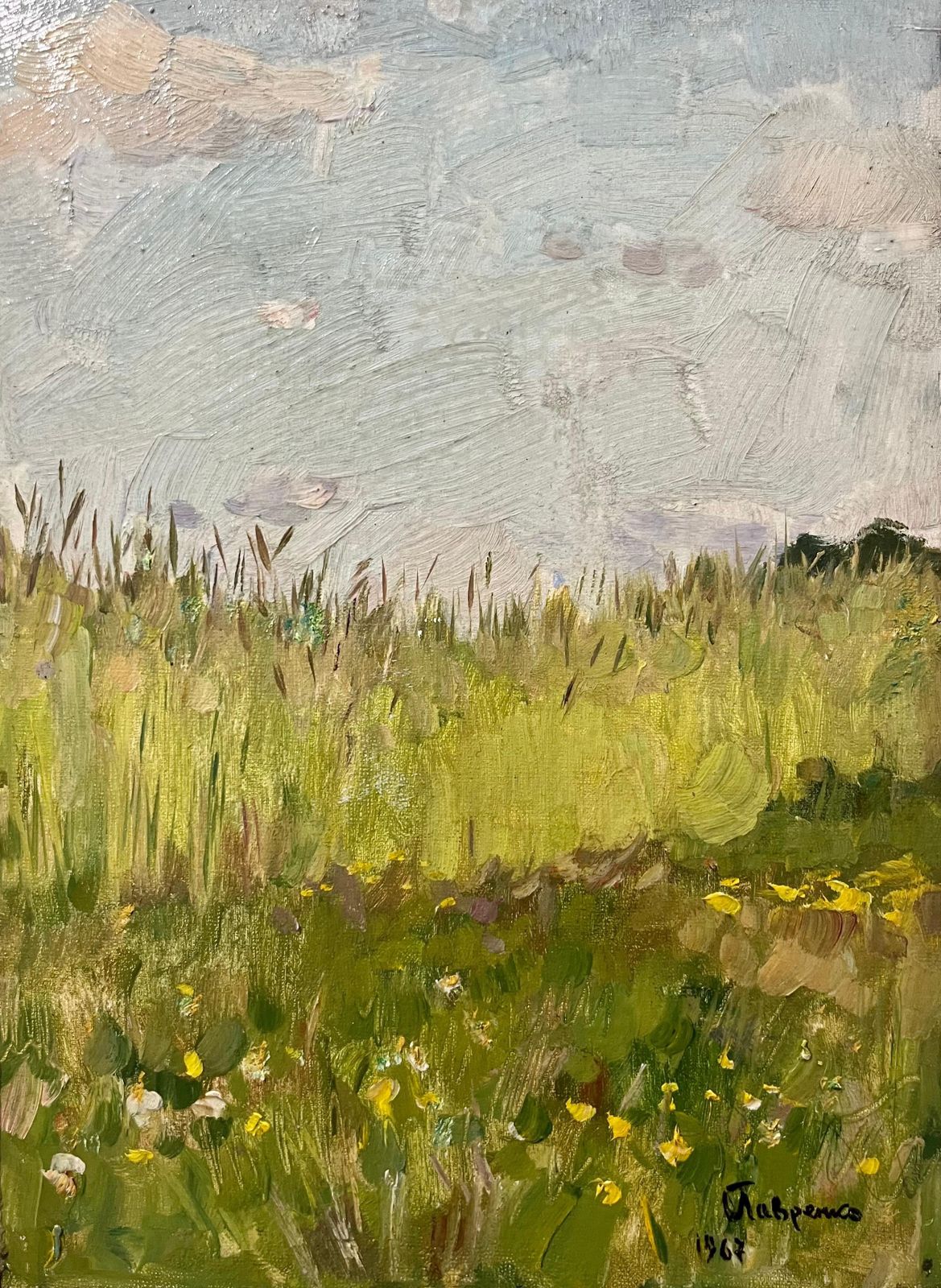 Boris Lavrenko "Field Of Rye" Oil Cm. 35 X 25 1967 1967 photo Art