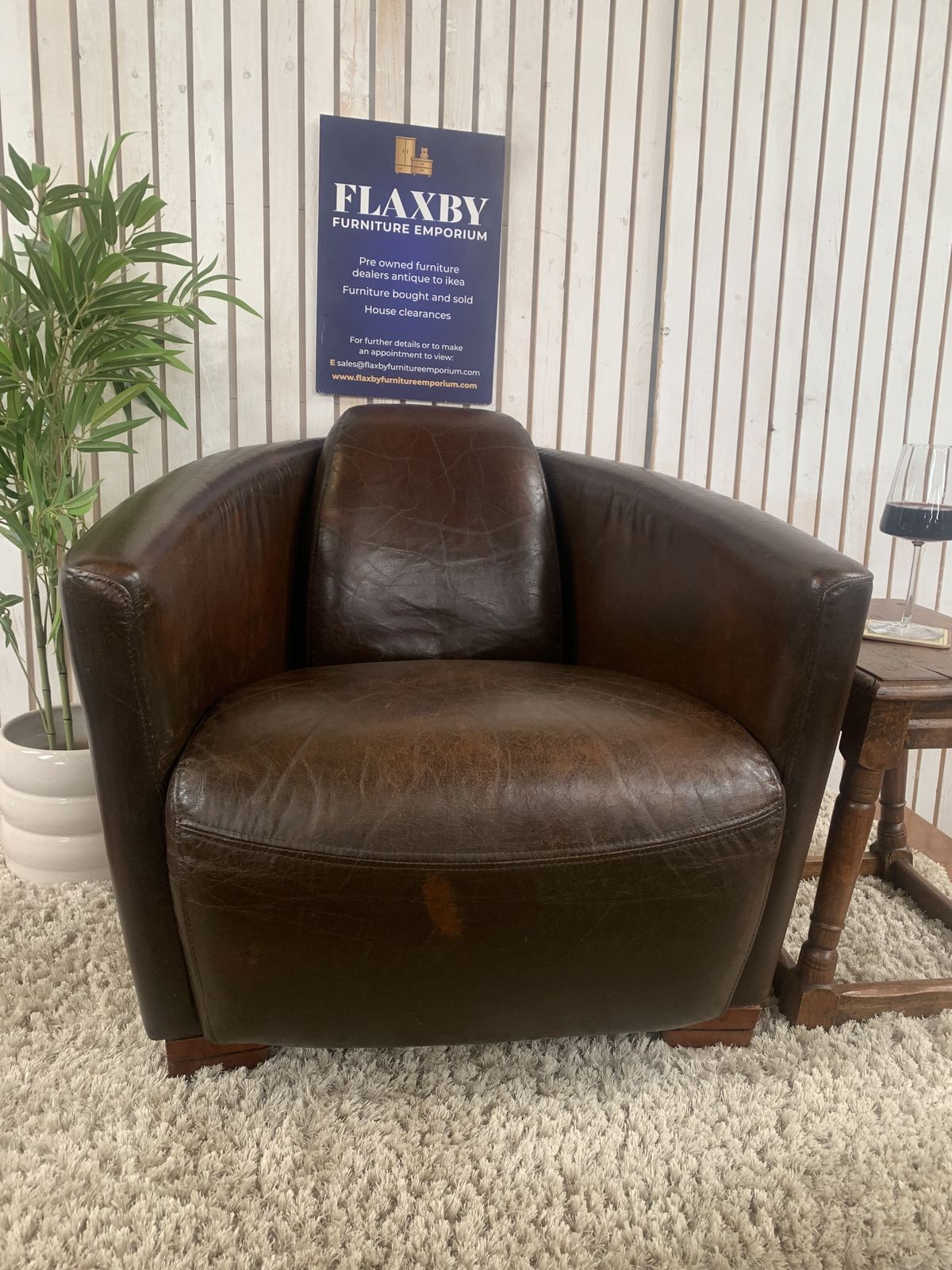 photo for sale Timothy Oulton Halo Mars Aviator Rocket Leather Club Armchair Cigar Brown Vintage