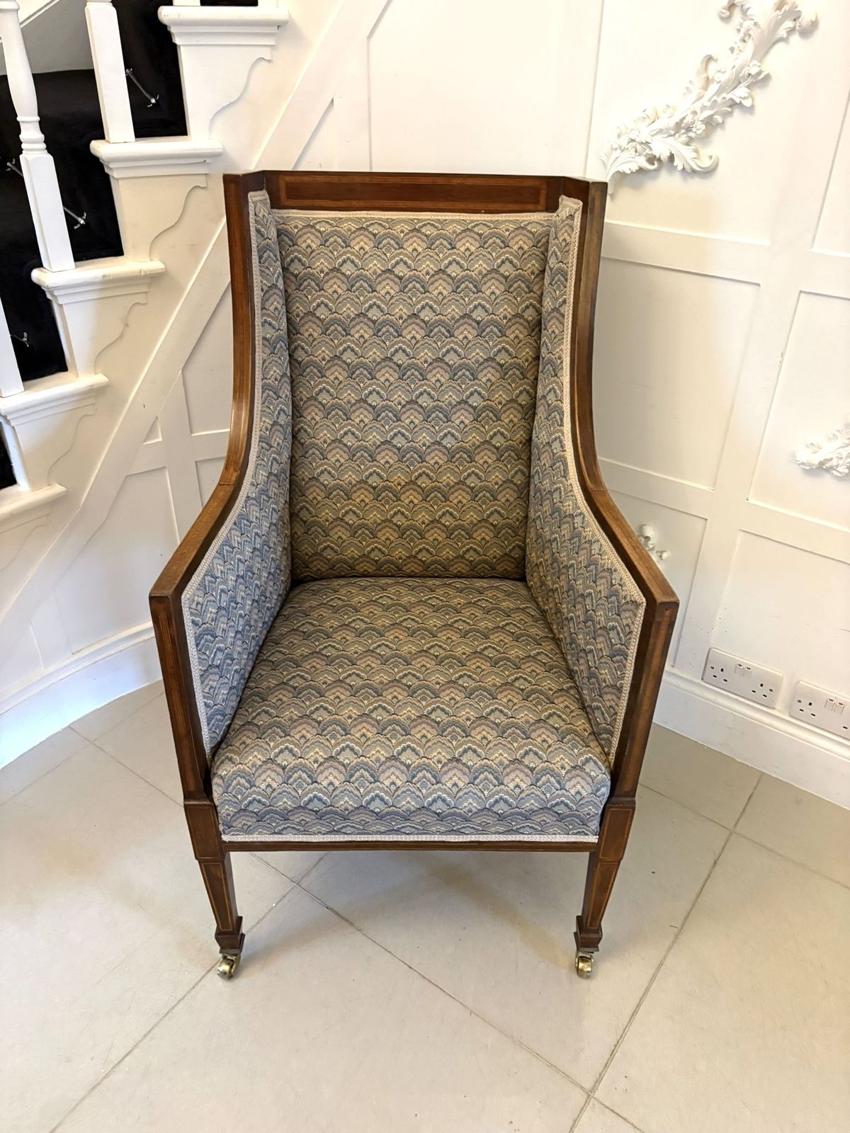 Antique Quality Mahogany Bergère Style Wing Armchair photo Furniture