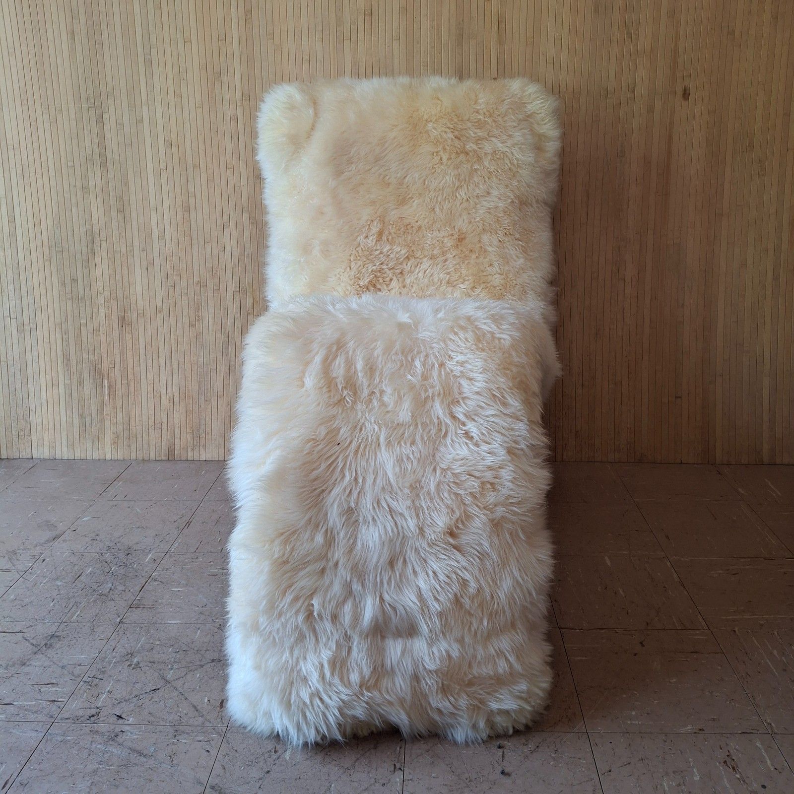Fab Vintage Mid Century Sculptural Wave Chaise Lounge Bent Plywood Sheepskin photo furniture