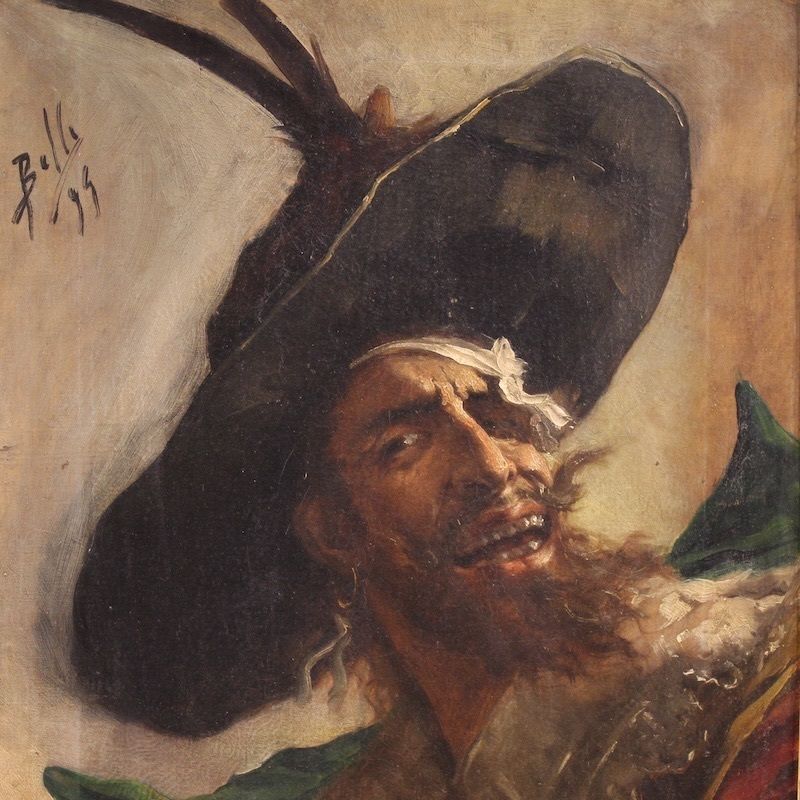 Tableau espagnol, portrait d'un pirate, 1895 photo for sale