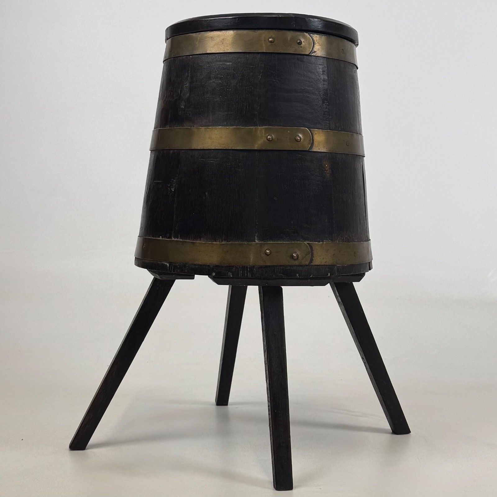 Antique 20th Century Unique Brass Bound Storage Barrel In Oak ( Af 5543 ) photo buy