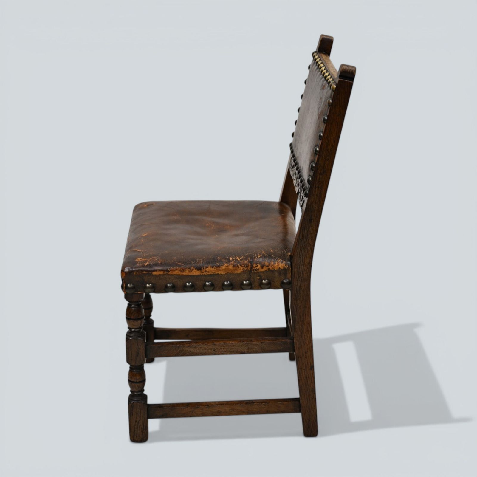 6 Jacobean Dining Chairs Cromwellian Style Studded Leather Free Uk Delivery* photo vinterior